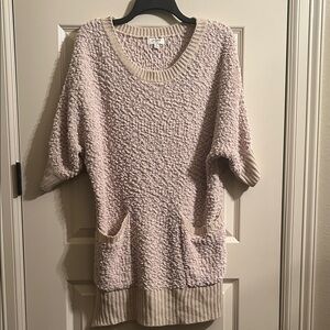 Umgee Textured Knit Sweater - Cream and Tan